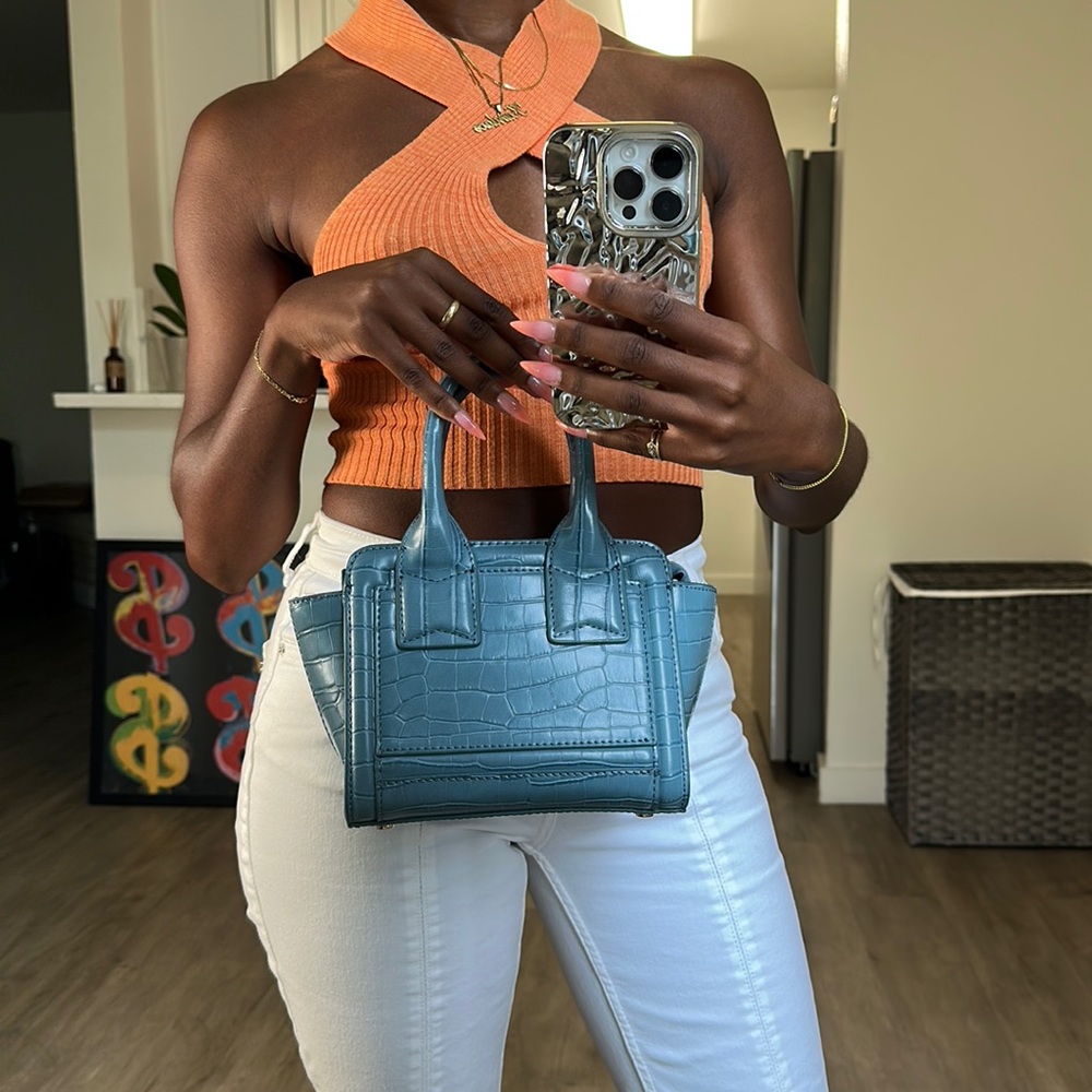 Mini Baby Blue Crocodile Bag